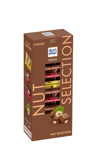 Een Chocolade Ritter Sport mini nut selection toren koop je bij VHK Kantoorartikelen