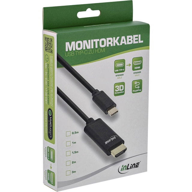 Een Kabel inLine USB-C HDMI 3.1 2.0 4K M/M 2 meter zwart koop je bij VHK Kantoorartikelen