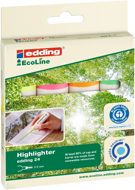 Een Markeerstift edding 24 Ecoline assorti set à 4 stuks koop je bij VHK Kantoorartikelen