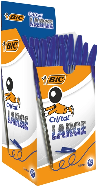 Een Balpen Bic Cristal large blauw koop je bij VHK Kantoorartikelen