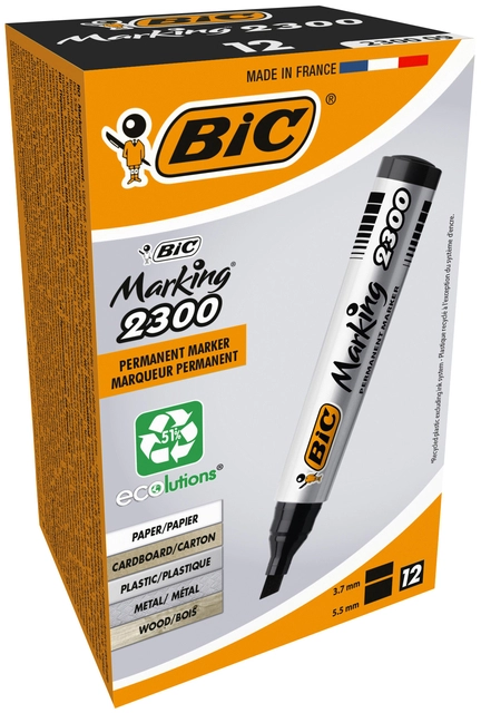 Een Viltstift Bic 2300 ecolutions schuin medium zwart koop je bij VHK Kantoorartikelen