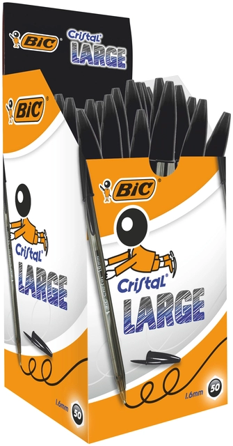 Een Balpen Bic Cristal large zwart koop je bij VHK Kantoorartikelen