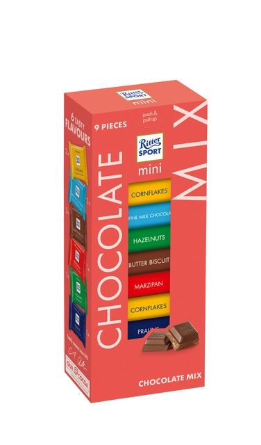 Een Chocolade Ritter Sport mini toren koop je bij VHK Kantoorartikelen