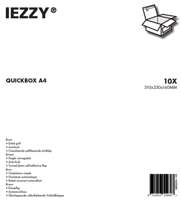 Een Quickbox IEZZY A4 310x230x160mm 10 stuks koop je bij VHK Kantoorartikelen