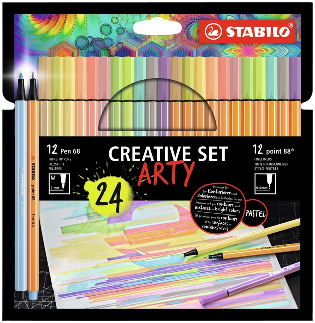 Een Creative set STABILO 8868/24 Arty assorti etui à 24 stuks koop je bij Hoekmankantoorartikelen.nl