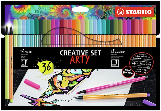 Een Creative set STABILO 8868/36 Arty assorti etui à 36 stuks koop je bij VHK Kantoorartikelen