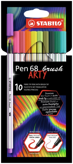 Een Brushstift STABILO Pen 568/10 Arty assorti set à 10 stuks koop je bij Hoekmankantoorartikelen.nl