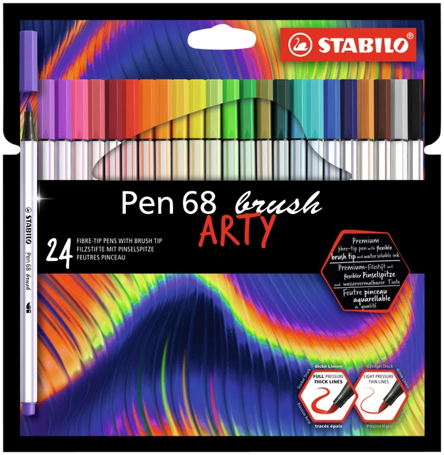 Een Brushstift STABILO Pen 568/24 Arty assorti set à 24 stuks koop je bij VHK Kantoorartikelen