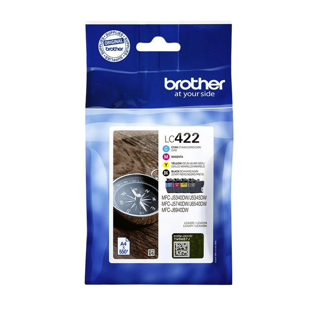 Een Inktcartridge Brother LC-422VAL zwart 3 kleuren koop je bij VHK Kantoorartikelen