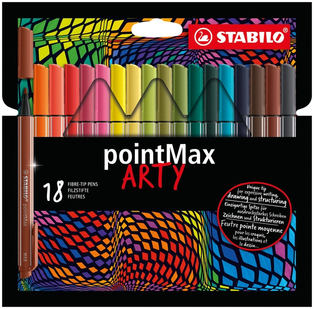 Een Viltstift STABILO pointMax 488/18 Arty medium assorti etui à 18 stuks koop je bij VHK Kantoorartikelen