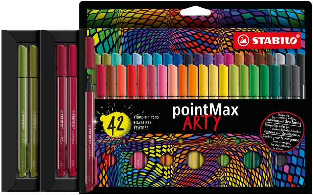 Een Viltstift STABILO pointMax 488/42 Arty medium assorti etui à 42 stuks koop je bij Hoekmankantoorartikelen.nl