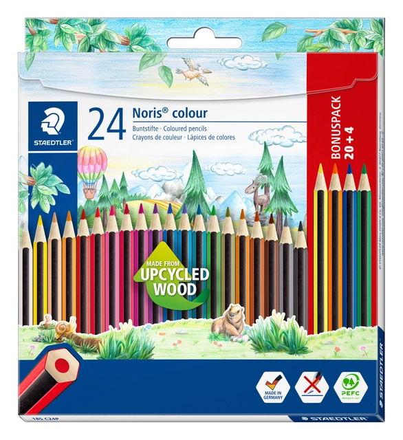 Een Kleurpotloden Staedtler Noris set à 20+4 kleuren koop je bij Hoekmankantoorartikelen.nl