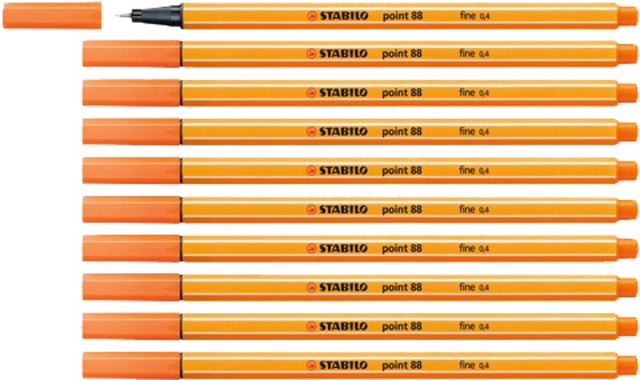 Een Fineliner STABILO point 88/30 fijn bleek vermiljoen koop je bij VHK Kantoorartikelen