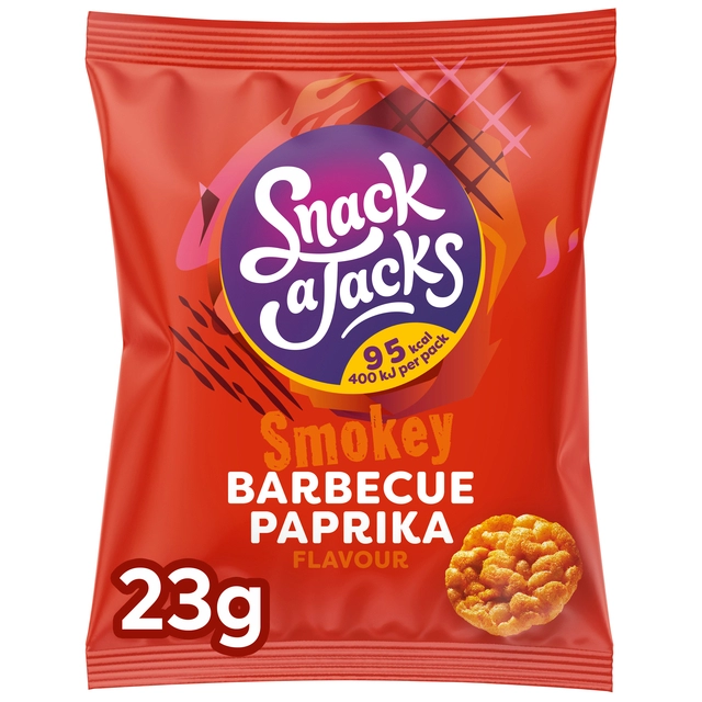 Een Mini rijstwafels Snack-a-Jacks barbeque paprika koop je bij VHK Kantoorartikelen