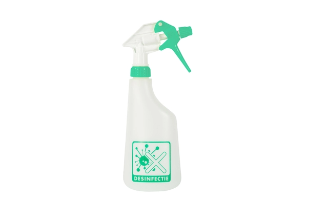 Een Sproeiflacon Cleaninq 600ml leeg met logo desinfectie koop je bij VHK Kantoorartikelen