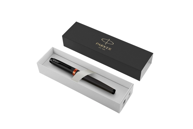 Een Rollerpen Parker IM black orange vibrant ring fijn koop je bij VHK Kantoorartikelen