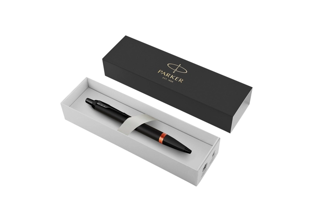 Een Balpen Parker IM black orange vibrant ring medium koop je bij VHK Kantoorartikelen