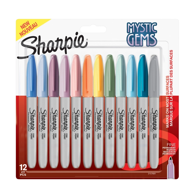 Een Viltstift Sharpie rond Mystic Gems assorti blister à 12 stuks koop je bij VHK Kantoorartikelen