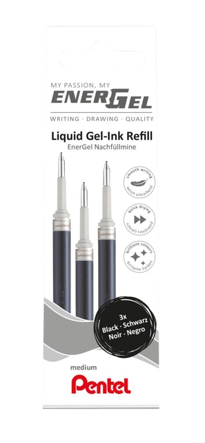 Een Gelschrijvervulling Pentel LR7 Energel medium zwart set à 3 stuks koop je bij VHK Kantoorartikelen