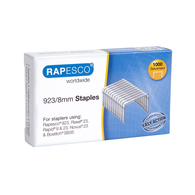 Een Rapesco 923/8mm (23 Type) Verzinkt Nieten (doos 1000) koop je bij VHK Kantoorartikelen