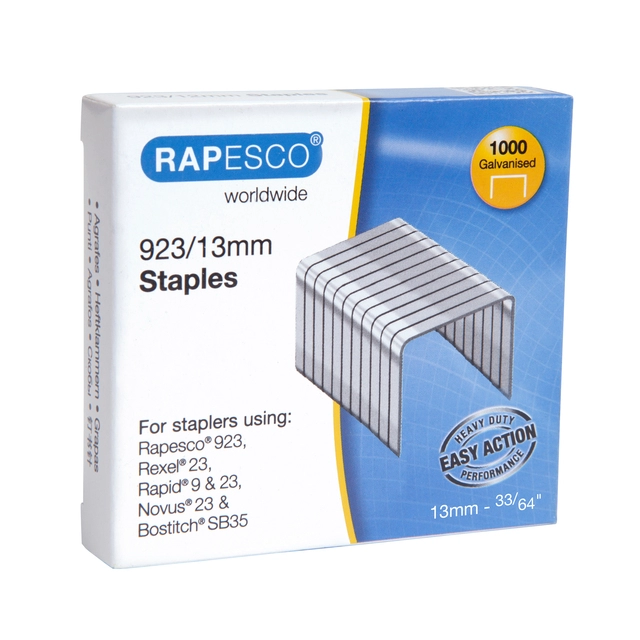 Een Rapesco 923/13mm (23 Type) Verzinkt Nieten (doos 1000) koop je bij VHK Kantoorartikelen