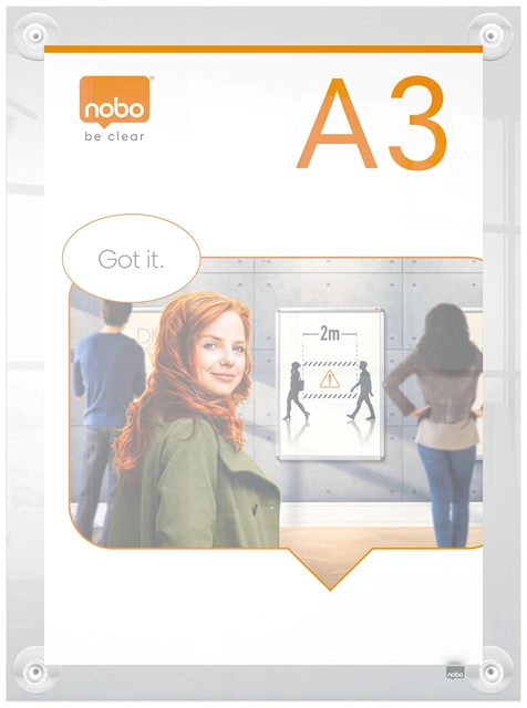 Een Infobord Nobo Premium Plus A3 acryl wand verplaatsbaar koop je bij VHK Kantoorartikelen