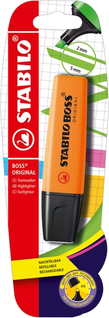 Een Markeerstift STABILO BOSS Original B-10141 oranje blister à 1 stuk koop je bij Hoekmankantoorartikelen.nl