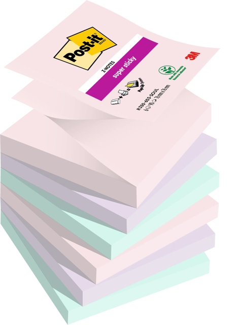 Een Memoblok Post-it Z-Notes R330 Super Sticky 76x76mm Soulful 6 stuks koop je bij Hoekmankantoorartikelen.nl