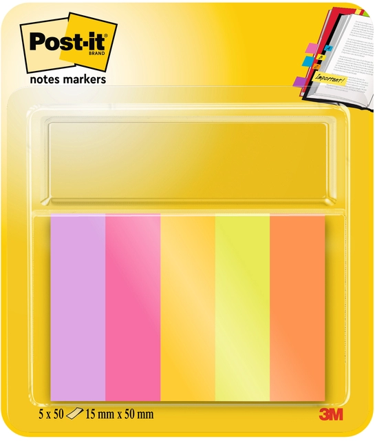 Een Markeerstrook Post-it 670-5-TFEN 15x50mm Energetic 5 stuks koop je bij Hoekmankantoorartikelen.nl