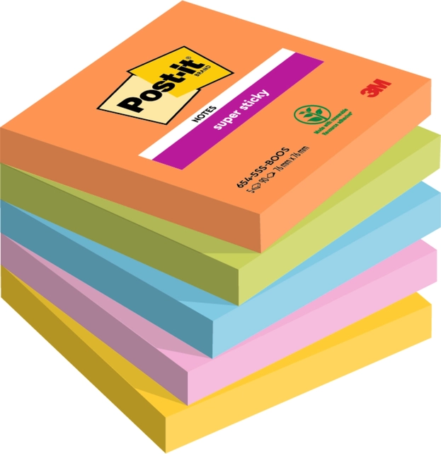 Een Memoblok Post-it 654 Super Sticky 76x76mm Boost 5 stuks koop je bij Hoekmankantoorartikelen.nl