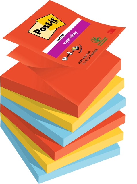 Een Memoblok Post-it Z-Notes R330 Super Sticky 76x76mm Playful 6 stuks koop je bij Hoekmankantoorartikelen.nl