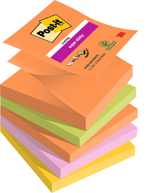 Een Memoblok Post-it Z-Notes R330 Super Sticky 76x76mm Boost 5 stuks koop je bij Hoekmankantoorartikelen.nl