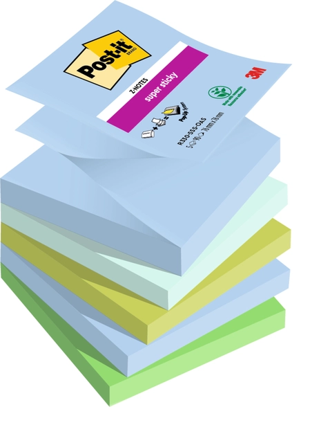 Een Memoblok Post-it Z-Notes R330 Super Sticky 76x76mm Oasis 5 stuks koop je bij Hoekmankantoorartikelen.nl