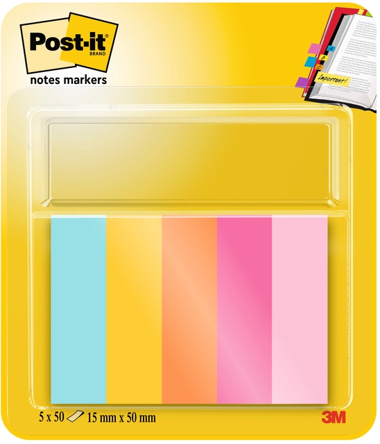 Een Markeerstrook Post-it 670 15x50mm Beachside 5 stuks koop je bij Hoekmankantoorartikelen.nl