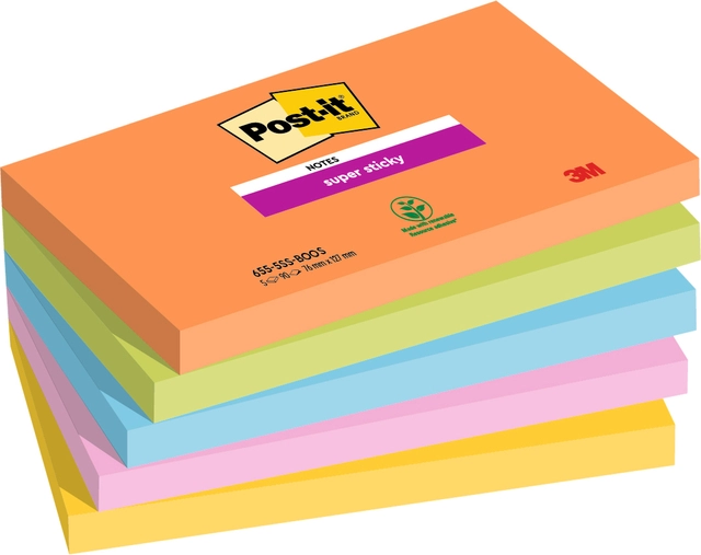 Een Memoblok Post-it 655 Super Sticky 76X127mm Boost 5 stuks koop je bij Hoekmankantoorartikelen.nl