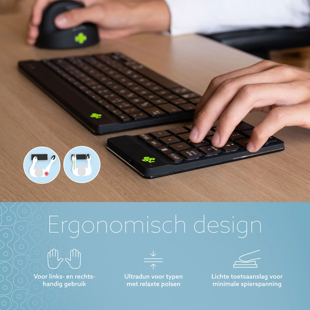 Een Toetsenbord R-Go Ergonomisch Numpad Break Wireless koop je bij Hoekmankantoorartikelen.nl