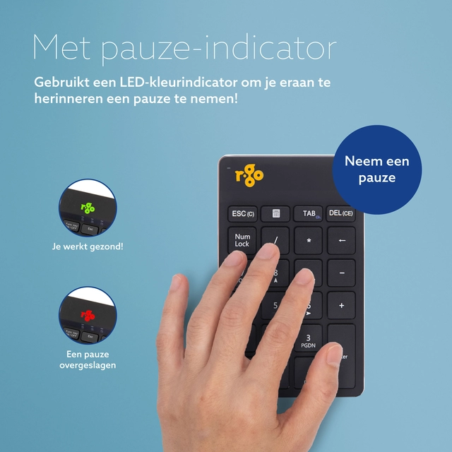 Een Toetsenbord R-Go Ergonomisch Numpad Break Wireless koop je bij Hoekmankantoorartikelen.nl