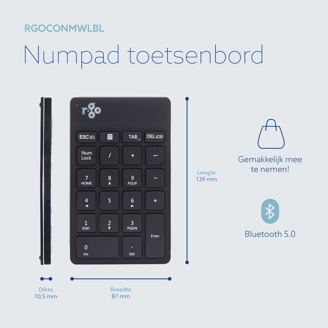 Een Toetsenbord R-Go Ergonomisch Numpad Break Wireless koop je bij Hoekmankantoorartikelen.nl