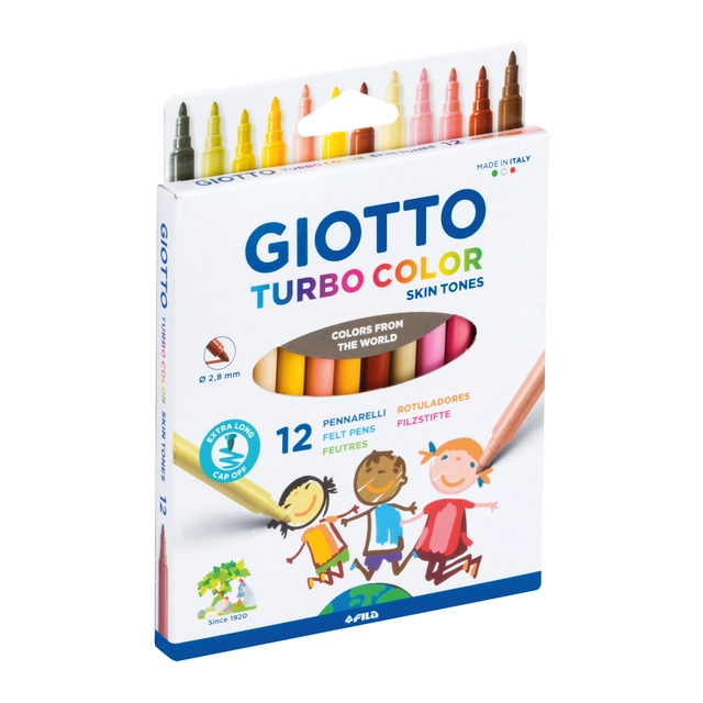 Een Viltstift Giotto Turbo Color skin tones 12 stuks koop je bij VHK Kantoorartikelen