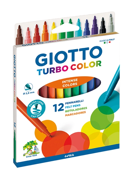 Een Viltstift Giotto Turbo Color assorti 12 stuks koop je bij VHK Kantoorartikelen