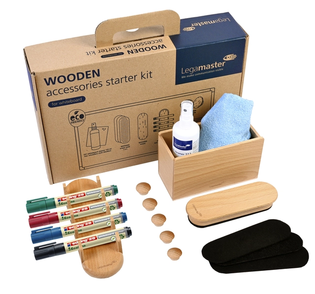 Een Whiteboard accessoire starter kit Legamaster WOODEN 17 stuks koop je bij Hoekmankantoorartikelen.nl