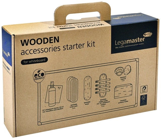 Een Whiteboard accessoire starter kit Legamaster WOODEN 17 stuks koop je bij Hoekmankantoorartikelen.nl