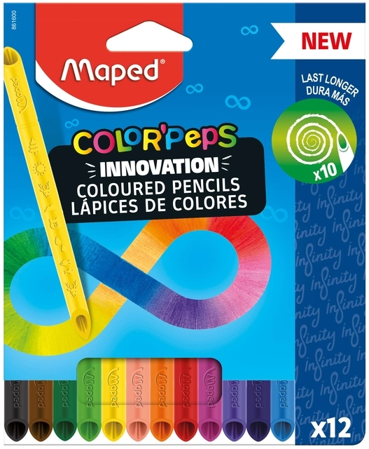 Een Kleurpotlood Maped Color'Peps Infinity doos à 12 kleuren koop je bij Hoekmankantoorartikelen.nl