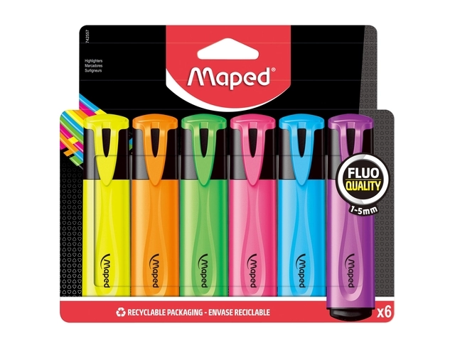 Een Markeerstift Maped set à 6 standaard kleuren koop je bij VHK Kantoorartikelen