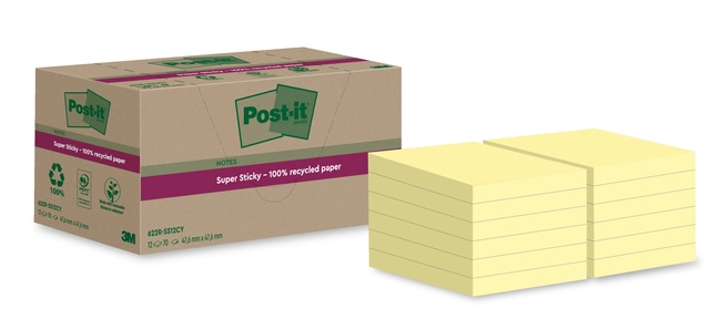 Een Memoblok Post-it 622 RSS12CY 47,6x47,6mm canary yellow 12 stuks koop je bij Hoekmankantoorartikelen.nl