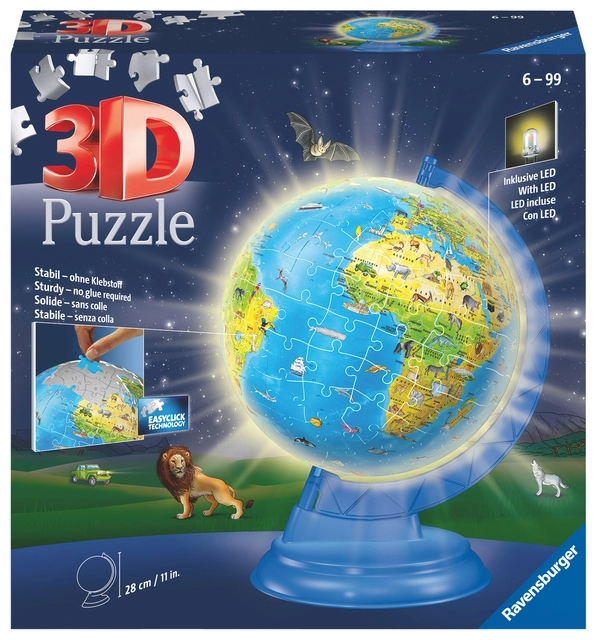 Een 3D puzzel Ravensburger Globe Night Edition XXL 54 stuks koop je bij VHK Kantoorartikelen