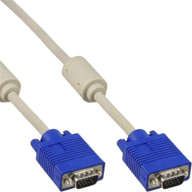 Een Kabel Inline S VGA 15HD M-M 2 meter beige en blauw koop je bij VHK Kantoorartikelen