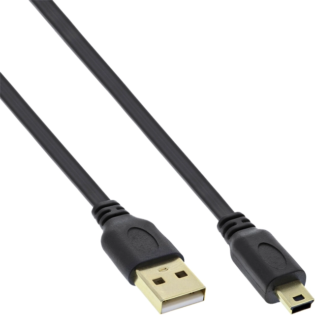 Een Kabel InlLne USB-A mini-B 2.0 platte kabel 2 meter zwart koop je bij VHK Kantoorartikelen