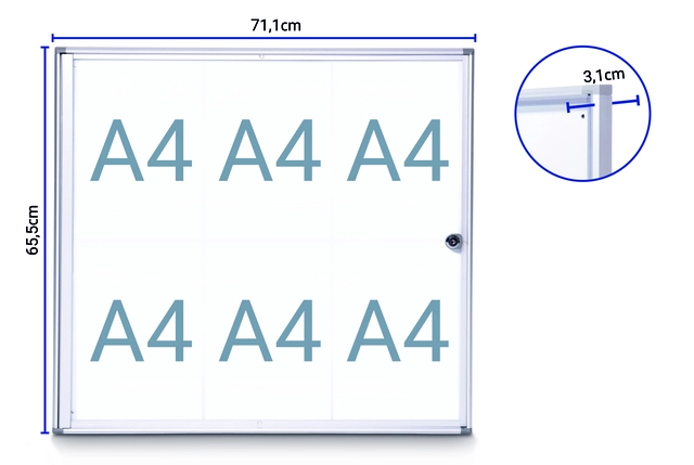 Een Binnenvitrine wand MAULextraslim whiteboard 6xA4 met slot koop je bij VHK Kantoorartikelen