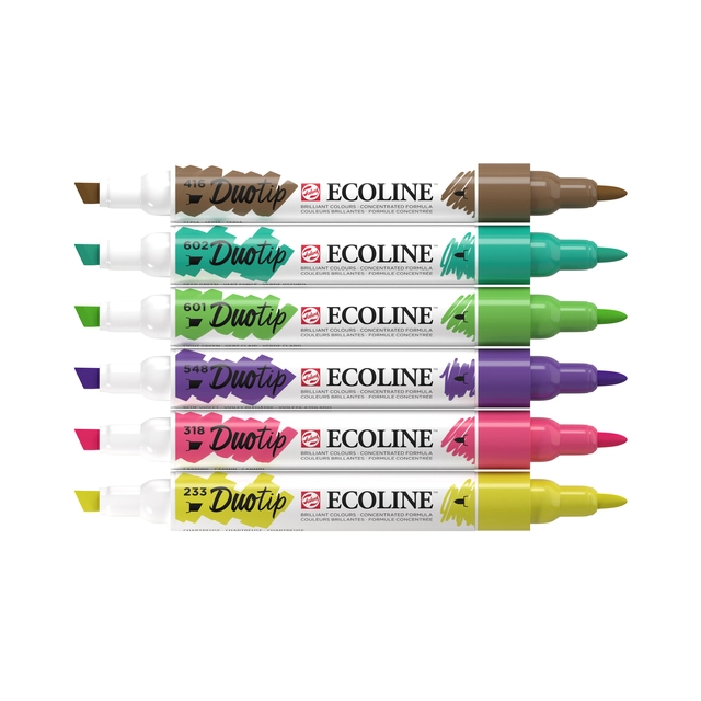 Een Duotip marker Ecoline botanisch set 6 kleuren koop je bij VHK Kantoorartikelen